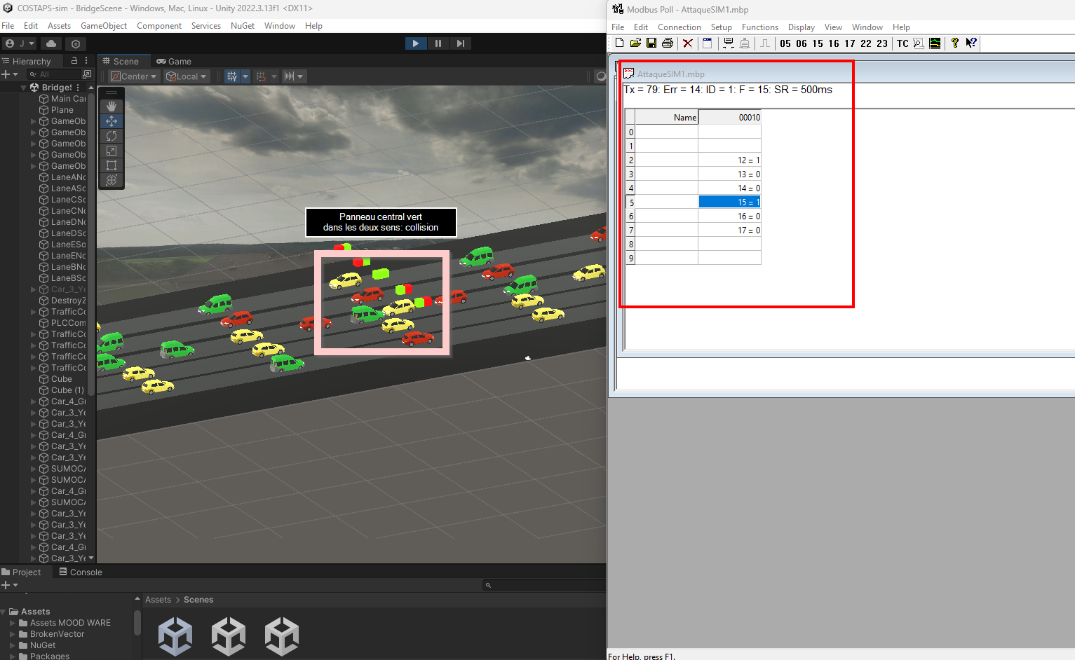 Co-simulation of a Road Infrastructure Using Modbus TCP With Unity